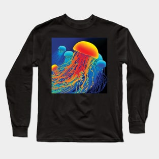 A Smack of Orange and Blue Jellyfish Long Sleeve T-Shirt